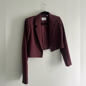 Burgundy ARBUS cropped BABATON blazer